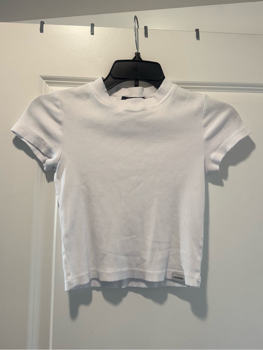 Madhappy White Ribbed Crop Tee